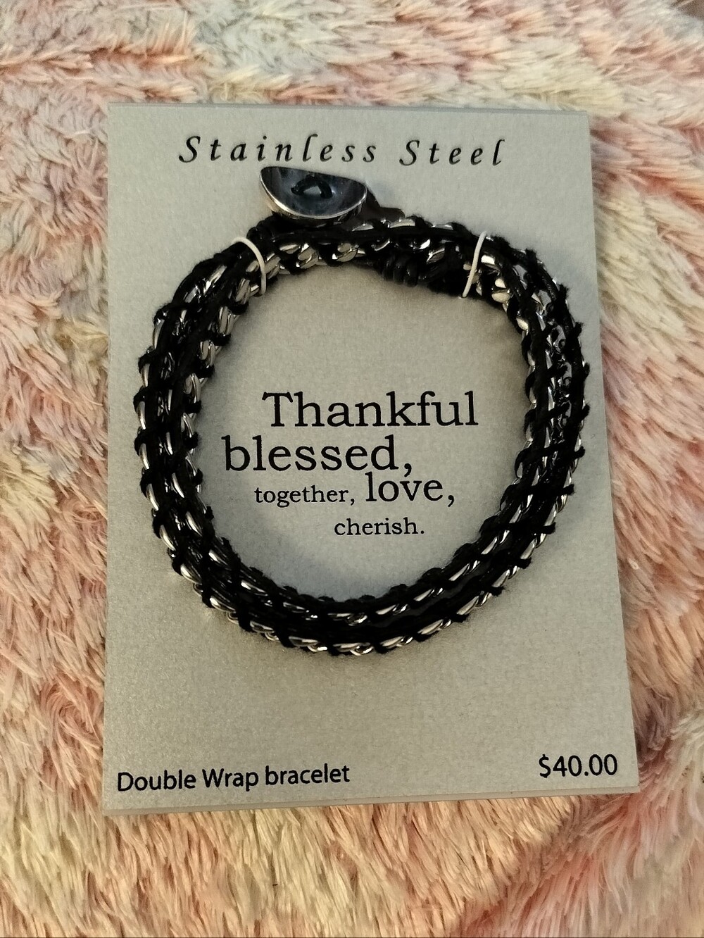 Stainless Steel Black Double Wrap Bracelet